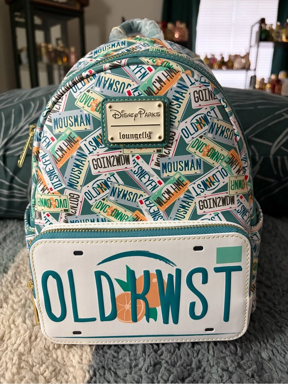 Disney Teal Orange Patterned Mini Backpack by Loungefly